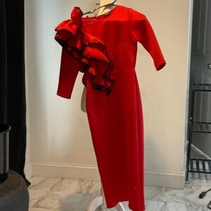 Elegant Red Ruffled Dress